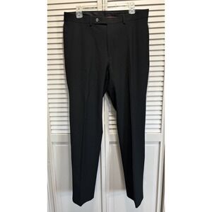 Van Heusen Flex Men's Black Trousers Straight Leg Flat Front Pant Size 34x32